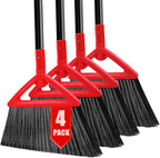 Heavy Duty Broom of Outdoor and Indoor, 4 Packs Upgraded Commercial Angle Brooms, Perfect Red Broom of House,Kitchen, Garage, Courtyard, Concrete