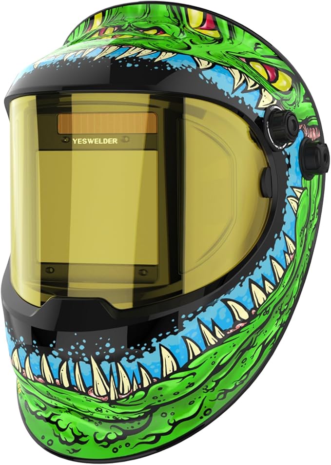 YESWELDER Large Viewing True Color Solar Powered Auto Darkening Welding Helmet with SIDE VIEW, 4 Arc Sensor Wide Shade 4/5-9/9-13 Welder Mask for TIG MIG ARC Grinding Plasma LYG-Q800D