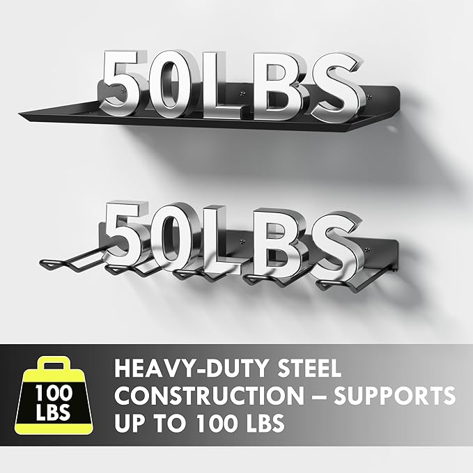 KSVO Wall Mount Power Tool Organizer, Metal Drill Holder for Garage, Workshop, and Shed, Heavy Duty Tool Storage Rack for Handheld & Cordless Tools (Black)