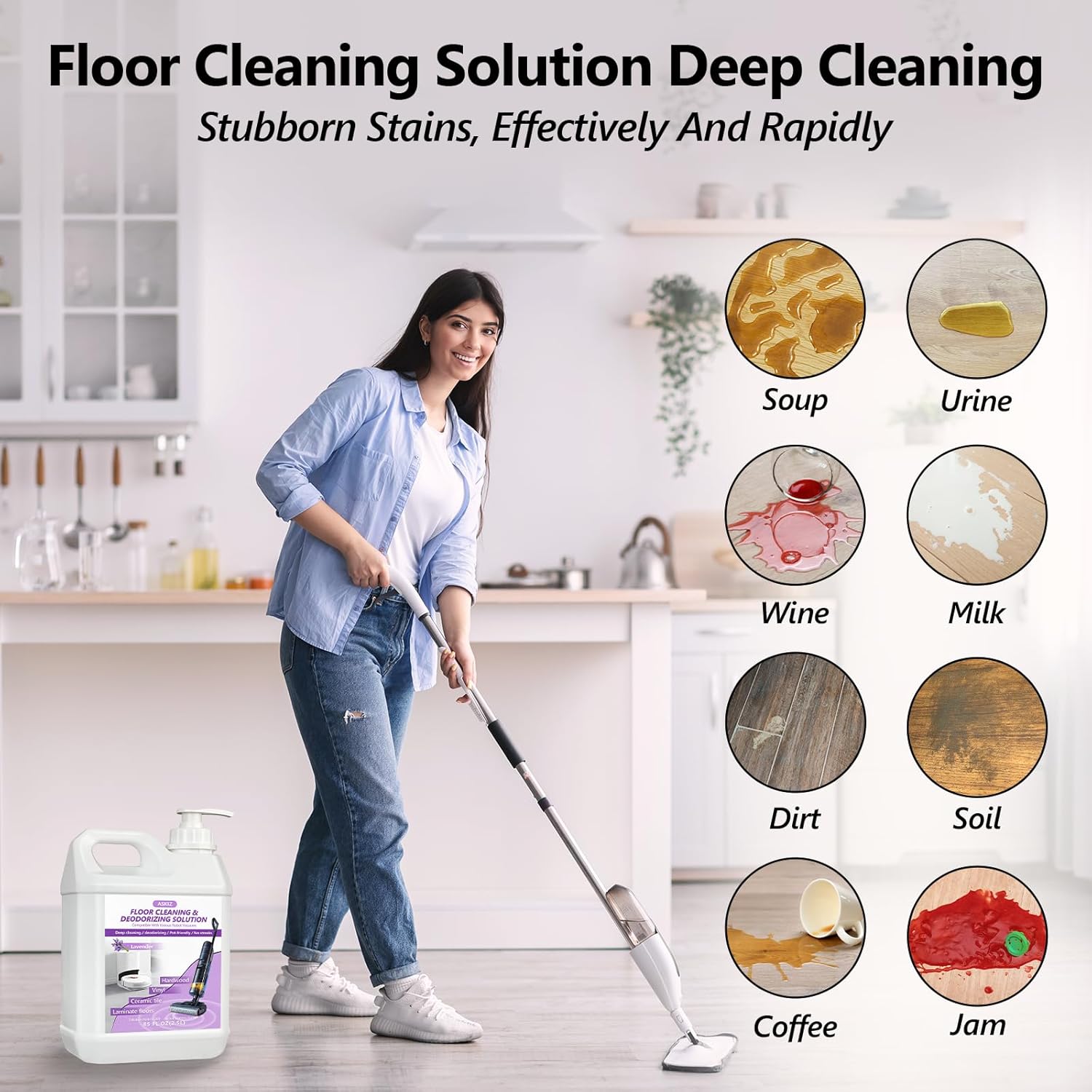 85 FL OZ Floor Cleaning Solution,Floor Cleaner for Mopping with Tineco,Deep Cleaning &Deodorizing for Roborock,Compatible with Saros Series,S8/S7 Series,Q Revo/Q Series,iFLOOR Series Wet Dry Vacuum