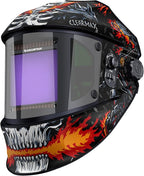 ARCCAPTAIN Super Large Viewing Welding Helmet with Side View, True Color 1/1/1/1 Solar Power Auto Darkening Welding Hood with 4 Arc Sensor, Wide Shade 4/5-9/9-13 for TIG MIG ARC Cut, Skeleton