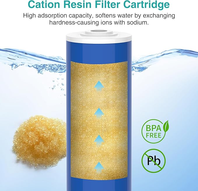 SimPure 20" x 4.5" Cation Exchange Resin Filter, Whole House Water Softening Filter Cartridge for DB20P, DB20P-3 (2 Pack)
