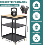 Planer Stand,Height Adjustable Planer Table with Wheels, 500 lbs Load Capacity Three-Tier Storage Tool Stand for Planers, Miter Saws, Table Saws, and Power Tools