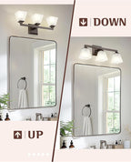 Bathroom Lighting Fixtures, HWH 3-Light Vanity Light Fixture Over Mirror, Farmhouse Wall Sconce Lighting with Frosted White Square Bell Glass, Oil-Rubbed Bronze Finish, 5HY68BG1-3W ORB