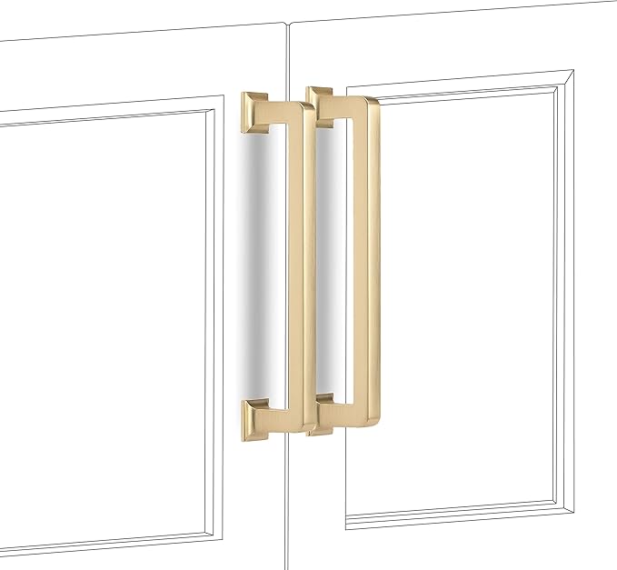 COTYKILEY 10 Pack 7 Inch(177mm) Brushed Brass Kitchen Cabinet Handles Gold Cabinet Pulls Cabinet Door Handles Kitchen Cabinet Hardware Cupboard Drawer Pulls Dresser Handles