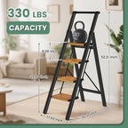 Step Ladder 4 Step Folding Kitchen Step Stool for Adults, Ladders for Home