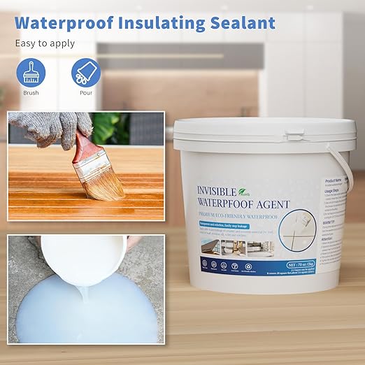 Liquid Waterproof Sealant, 70 Oz Invisible Waterproof Agent, Transparent Repairing Leak Adhesive Used for Cracks and leaks, Indoor & Outdoor Water Coating