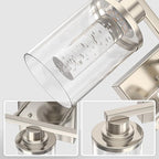 DORESshop 3-Light Brushed Nickel Bathroom Light Fixtures, Crystal LED Bathroom Lights Dimmable Light with Clear Glass Shade,Vanity Lights for Living Room 5CCT