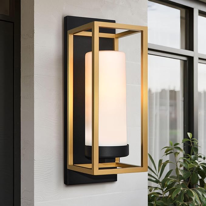 ALVIME Outdoor Wall Light Fixtures, Exterior Lighting Fixture, Waterproof&All-Weather Outdoor Wall Sconce, Porch Outside Lights for Entryway, House Front Door, Patio, Garage, E26 Base&Etched Glass