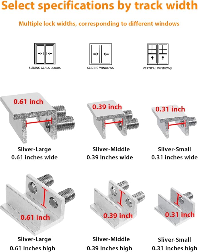 Window Locks,4 Sets Sliding Window Locks with Key, Window Locks for Up and Down Windows,Easy to Install Vertical & Horizontal Window Security Locks,Adjustable Aluminum Window Stopper Lock(Silver)