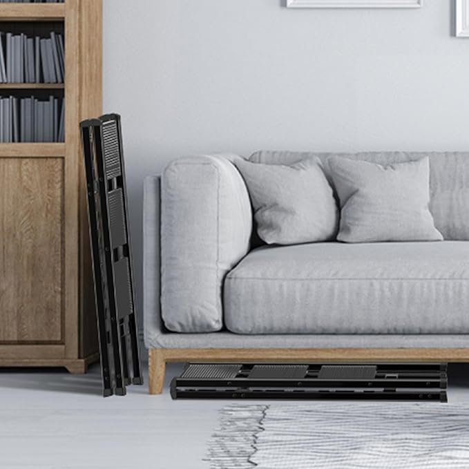 3 Step Ladder, Portable Step Ladder Folding, Lightweight Step Ladder with Anti-Slip Pedal, Aluminum Indoor and Closet, Kitchen, 330lbs - Black