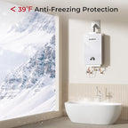 CAMPLUX Propane Tankless Water Heater 3.18 GPM, 82,000 BTU Instant On Demand Propane Hot Water Heater with Glass Panel Residential for 2-3 Points Use, White