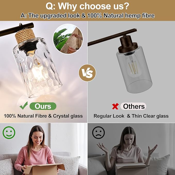 2025 Upgrade Bathroom Light Fixtures, 4-Light Coastal Vanity Lights with Crystal Glass Shade, Oil-Rubbed Bronze Bathroom Wall Lamp for Mirror Kitchen Hallway Cabinet