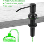 Soap Dispenser for Kitchen Sink, Sink Soap Dispenser with Longer Threaded Shaft Shank, 47" Extension Tube Connects Directly to Dish Soap Container, Wider Pump Head Base （Black）