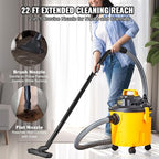 VEVOR Shop Vac Wet and Dry Vacuum Cleaner 5 Gallon 6 Peak HP - Powerful Suction with Blower Function & Attachments 2-in-1 Crevice Nozzle - Perfect for Car Carpet Debris Pet Hair Black/Yellow