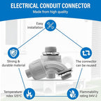 1 Inch Electrical Conduit Connector Kit,8-Pack Nonmetallic Plastic Liquid Tight Connector with 5 Straight,3 90 Degree Angle Fittings