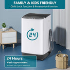 1.9 Cu.Ft Portable Washing Machine, Full-Automatic Electric Laundry Machine with 10 Programs, Compact Clothes Wash and Spin Combo with Stainless Steel Drum, Drain Hose for Apartment, Dorm,Home