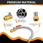 5-Pack HeSun 18-Inch Push-Fit Ball Valve Water Heater Connector, Push-to-Connect 1/2" x 3/4" FIP, Stainless Steel Flexible Heater Hose(HOSE017-5)