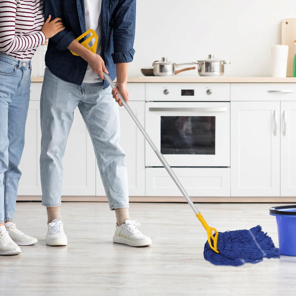 3 Pack Heavy Mop Replacement Head,Commercial Industrial Grade Blue Cotton Ring Heads,Cotton Looped End String Cleaning Mop Refills, Applied to Mop of Clamping Side-Loading Handles