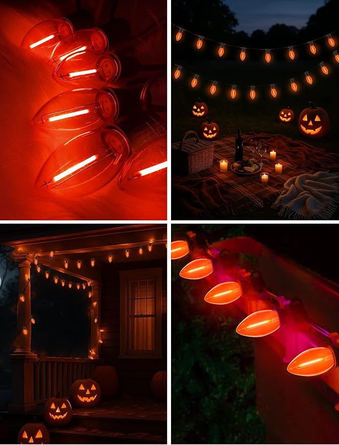 25 Pack C9 Christmas White LED Light Bulb,Vintage Warm White Plastic C9 Replacement Bulbs Shatterproof C9/E17 Intermediate Base 0.6 Watt Great for Night Lights Christmas Outdoor String Lights