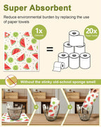 6 Pack Swedish Dishcloths for Kitchen - Reusable Dish Cloths for Washing Dishes Absorbent Cute Funny Kitchen Towels Cleaning Sponge, Lemon Fruit