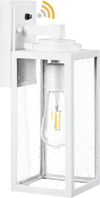 VIANIS 14.5" Dusk to Dawn Outdoor Lighting, White Exterior Light Fixtures with Tempered Seeded Glass, Waterproof Outdoor Wall Light Fixture, Anti-Rust Aluminium Porch Lights Outdoor for Porch, Garage