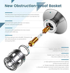 Vessel Sink Drain, Bathroom Faucet Vessel Sink Pop Up Drain Stopper, Built-in Anti-Clogging Strainer, with Overflow White, Fits Standard American Drain Hole(1-1/2" to 1-3/4") RWF083N