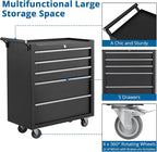 Garvee Rolling Tool Chest, 5 Drawers Tool Storage Cabinet, Toolbox with Wheels, Portable Tool Cabinet Organizer with Locking System & Drawer Liners, Tool Storage Cart for Garage, Workshop, Black