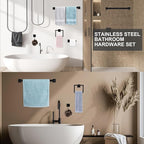 Gisafai 35 Pcs Bathroom Hardware Accessories Set 23.6 Inch Bath Towel Bar Kit Stainless Steel Bathroom Hardware Set Towel Racks Ring Hooks Paper Holder for Wall Mounted (Black)