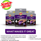 Scotch-Brite Glass Cooktop Pads, Scratch-Free & Non-Abrasive Scrubbers for Glass or Ceramic Stovetops, Cleans Burnt-On Messes with Just Water, Reusable Dishwasher-Safe Design (6 Pads)