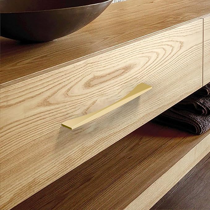 Asidrama 2030 10 Pack 10 Inch(254mm) Brushed Gold Kitchen Cabinet Handles, Vintage Retro Cabinet Pulls Kitchen Cabinet Hardware for Cupboard Drawer Pulls