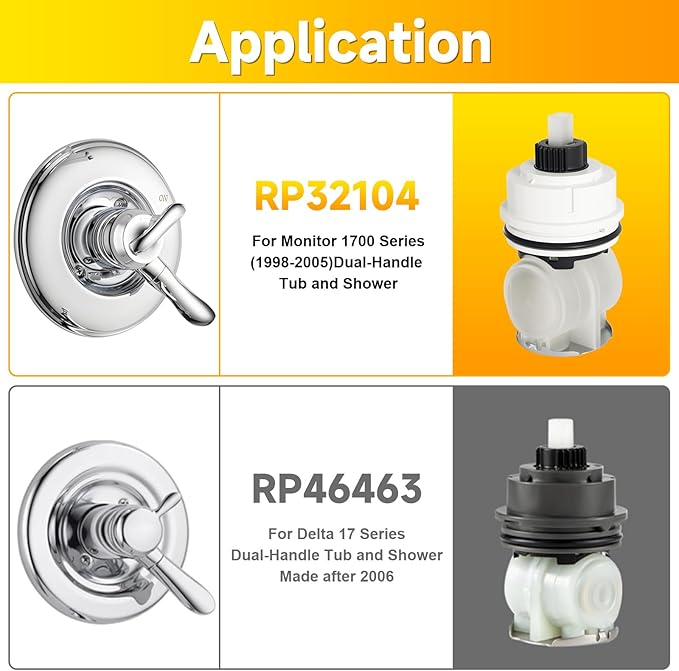 RP32104 Delta Cartridge Replacement for Delta 1700 Series Cartridges (1998-2005) Compatible with Delta Monitor 1500/1700 Series up to 2006 Delta Shower Cartridge Replacement