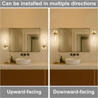 Gold Bathroom Light Fixtures Over Mirror, Vanity Lights Set of 2 with Knurled Texture, Brushed Gold Wall Sconces with Clear Glass Shade, Modern Industrial Bathroom Lighting for Bedroom, Living Room