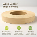 Edge Supply Birch 2 in x 50 ft Roll – Pre-Glued Iron On Wood Veneer Tape – Wood Veneer Edge Banding Tape with Hot Melt Adhesive, Smooth Sanded Finish Ideal for Furniture & DIY, Made in USA