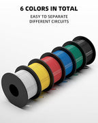 NAOEVO 22 Gauge Wire 360ft, 22 AWG Wire 6 Colors 60ft Each Spool, Flexible Silicone Tinned Copper Electrical Cable, Wiring kit for Breadboard/Automotive/DIY/Battery, 200℃