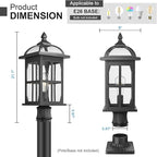 Darkaway Large Outdoor Post Lights Lamp Posts Outdoor Lighting, 21.7inch Waterproof Aluminum Post Lights Exterior Light Fixtures with Glass,Overside Fence Pole Lights for Porch Yard Patio Garage