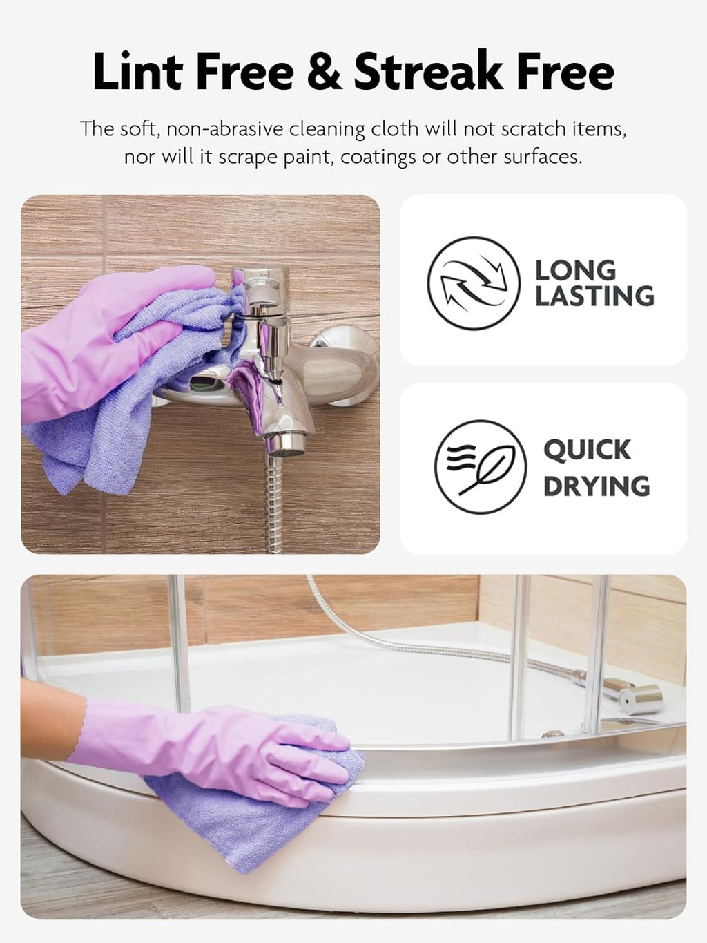 Fantasticlean Microfiber Cleaning Cloth Roll -75 Pack, Tear Away Microfiber Towels, 12" x 12", Reusable, Washable, Scratch Free, Ultra Absorbent Dishcloth for Home Supplies, Car, Pet (Lavender)