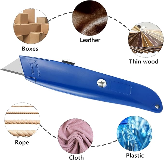 DIYSELF 30 Pack Box Cutter Heavy Duty Aluminium Shell Utility Knife | SK5 Steel Sharp Blade | Retractable Knife for Cutting Cartons Ropes and Cardboard | Home and Office Use (Blue)