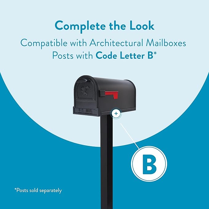 ARCHITECTURAL MAILBOXES Gibraltar Mailboxes Arlington Large Capacity Galvanized Steel Textured Black, Post-Mount Mailbox, AR15B000