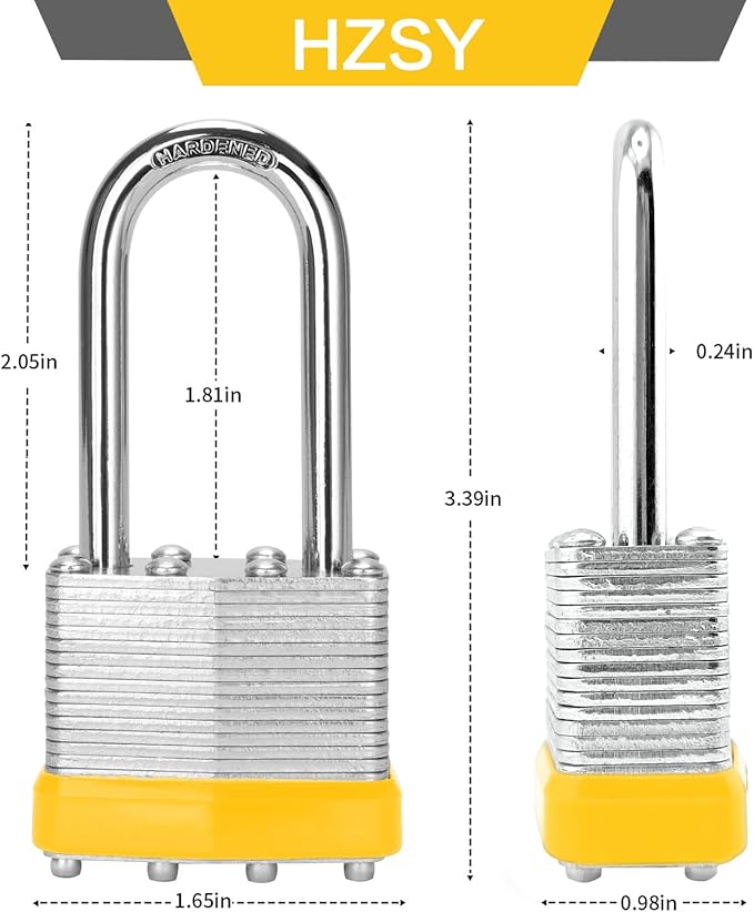 Padlocks Keyed Alike, Pack of 48, Laminated Steel Keyed Lock (1-9/16", 40mm), Padlocks with Same Key, Long Shackle, for Toolbox, Locker & StorageUnit or More