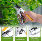 Ultra Sharp Germany Steel Pruning Shears - Cuts 3X Easier, Ergonomic Design - Weak Hand Arthritis Snips, Effortlessly 1-Inch Cut Capacity Heavy Duty Garden Scissors, Sharp Garden Clippers