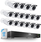 ZOSI 32CH 4K PoE Security Camera System,16 x 8MP Indoor Outdoor Cameras,One-Way Audio,People Counting,Person/Vehicle Detection,16 Port 32-Channel NVR with 4TB HDD for Commercial 24/7 Recording