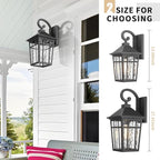 Darkaway Large Outdoor Wall Lights for House, 18inch Exterior Lighting Fixtures Wall Mount Outdoor Porch Lights Waterproof Black Outside Sconce Lights with Water Ripple Glass for Patio Hallway Garage