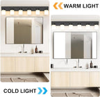 IZORRO Bathroom Vanity Light Fixture, 6-Light 43 Inch Matte Black Bathroom Light Fixtures Over Mirror, with White Glass Shade, Modern Farmhouse Vanity Lights, Rustic Restroom Lighting Fixtures