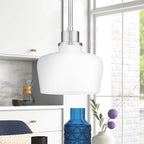 Emak Pendant Lights Kitchen Island with Milk Glass Shade, Modern 8 Inch Brushed Nickel Pendant Light Hanging Lights for Kitchen Island, Dining Room, Bathroom, Bedroom, PL122-BN-ML