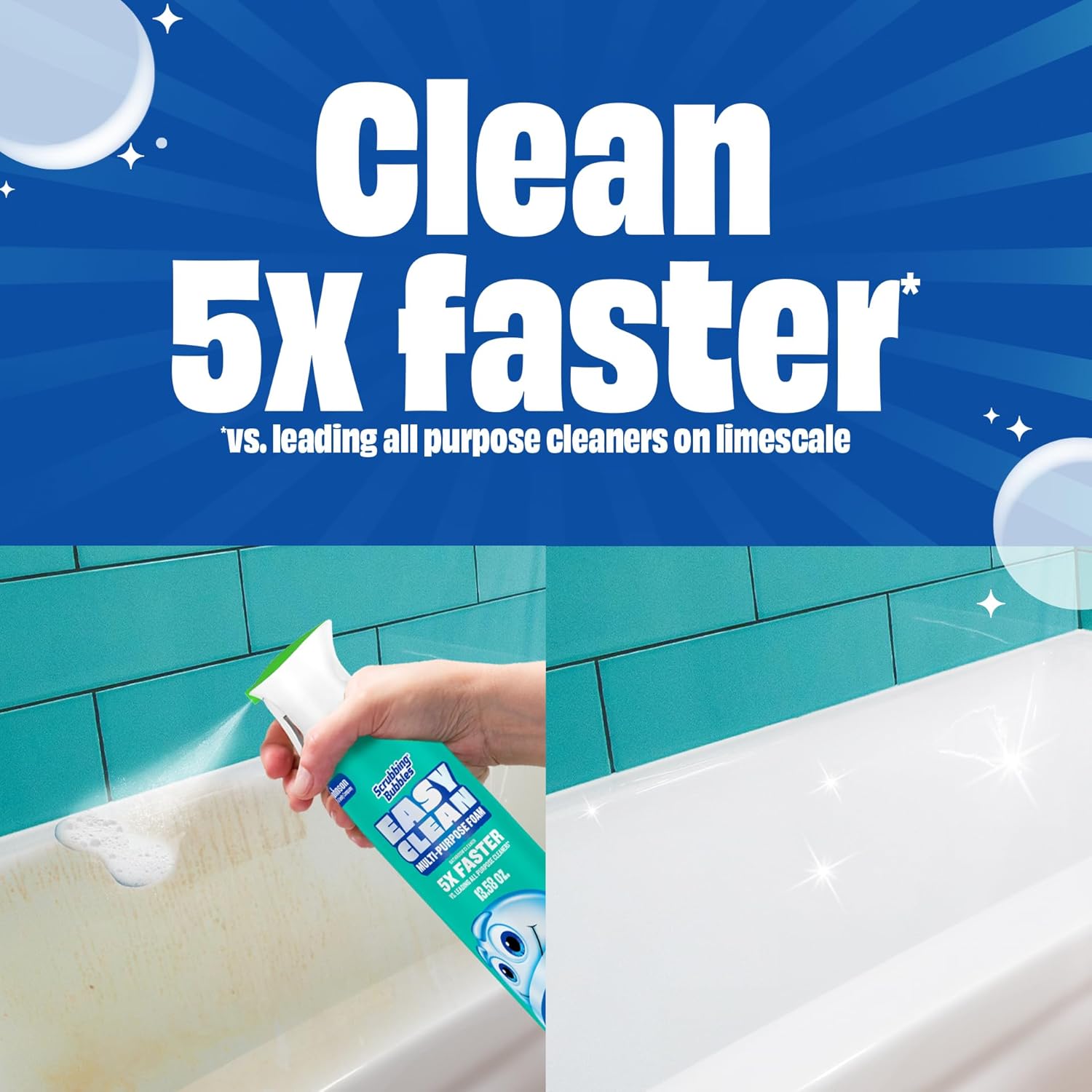 Scrubbing Bubbles Easy Clean Foaming Multipurpose Bathroom Cleaner, Continuous Spray Bottle, Fast Acting Foam, 13.58 Ounce