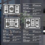 ROBAM 30" Gas Cooktop G513 with 5 Made in Italy Brass Burners, Built-in NG/LPG Convertible Gas Stove, 20,000 BTUs Power Burner, Flameout Protection