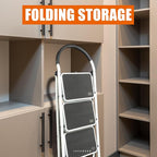 3 Step Ladder, Folding Lightweight Step Stool with Wide Anti-Slip Pedal for Home, Office, Kitchen and Garage, Service Height 27.2 inch, 400 lbs Capacity