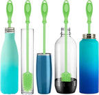 12.5" Silicone Bottle Brush & Straw Cleaner Brush Set | Water Bottle Cleaner for Hydro Flasks, Tumblers, Glassware, Vases and Narrow Neck Containers