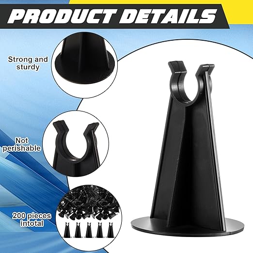 200 Pieces 2-1/4 Inch Length x 1.97 Diameter for Plastic Rebar Chair #3 to #5 Black Heavy Construction Concrete Tool